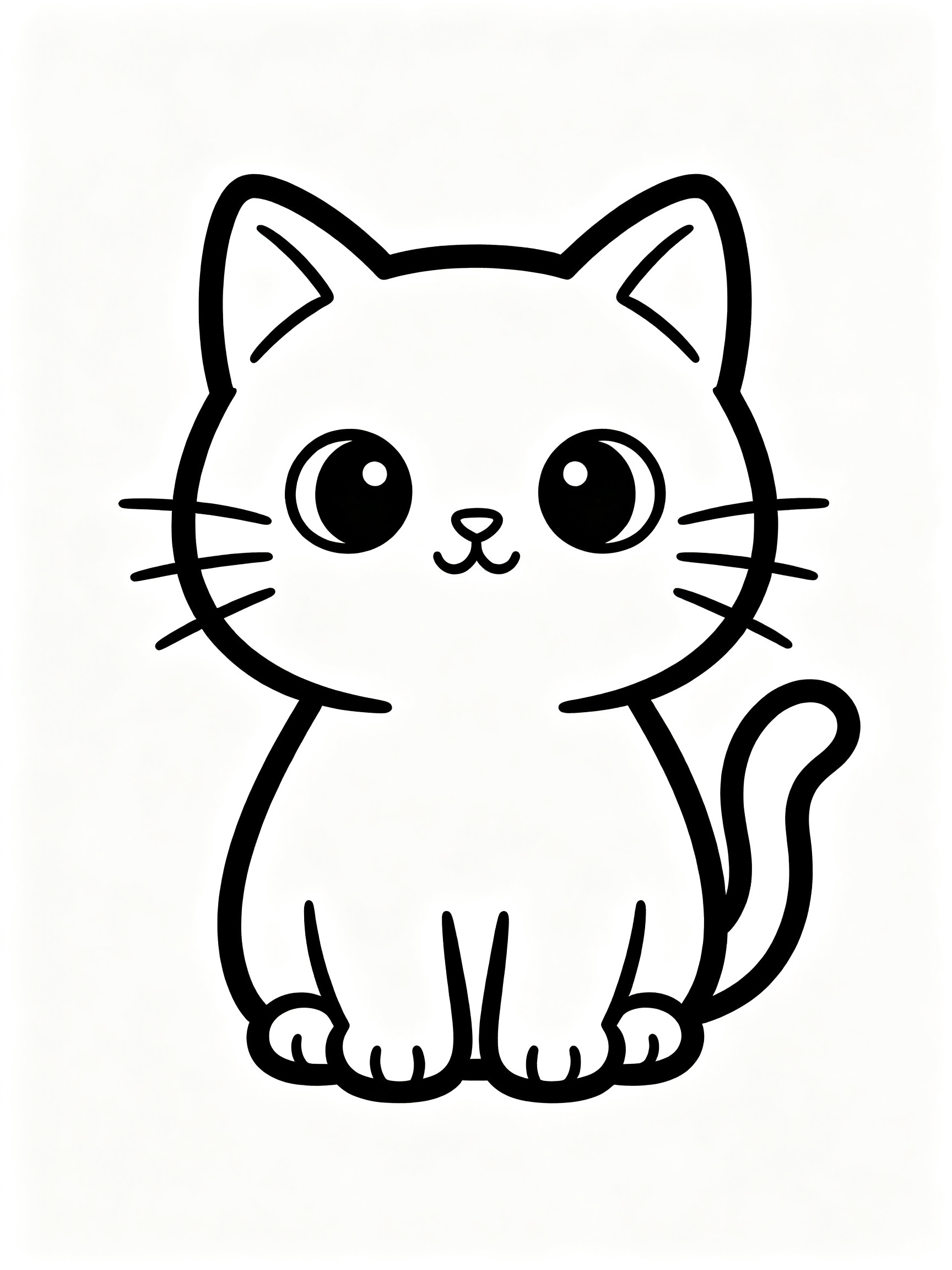 小猫简笔画线稿（可打印描摹）